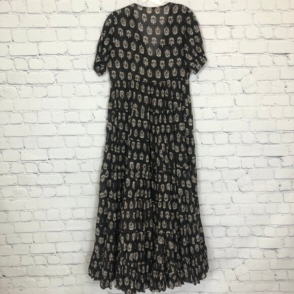 Daughters Of India Chaaya Eggplant Maxi Dress Size XS Brown Block Print - Picture 5 of 9